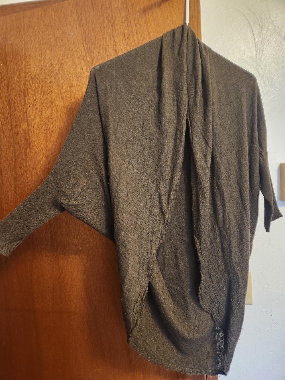 Eileen Fisher Olive Brown Open-Front Knit Cardigan